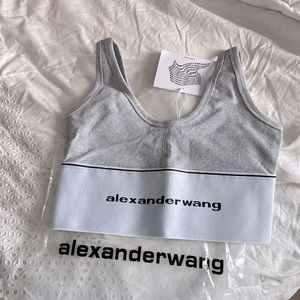Alexander Wang grey logo elastic bra